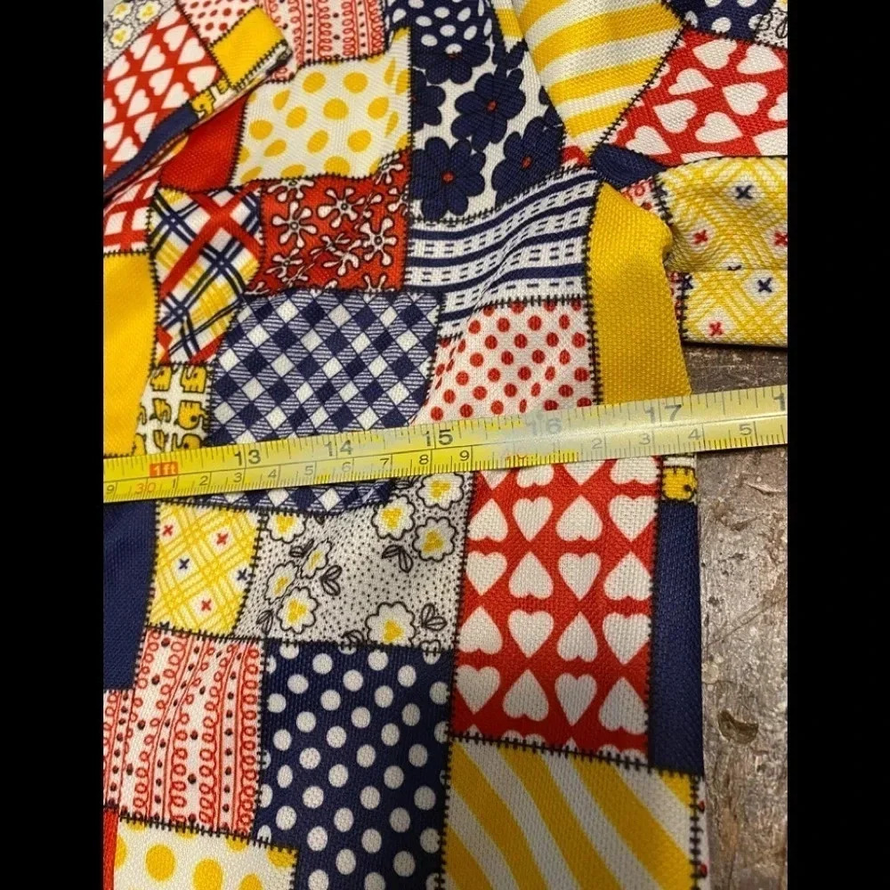 Vintage Short Sleeve Button Down Patchwork Shirt - image 5